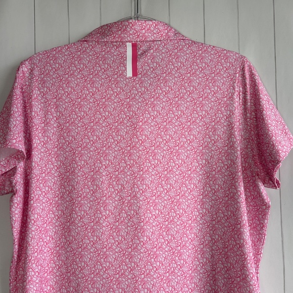 Rhoback women size L short sleeve polo shirt pink ribbon preppy golf tennis - Picture 8 of 12